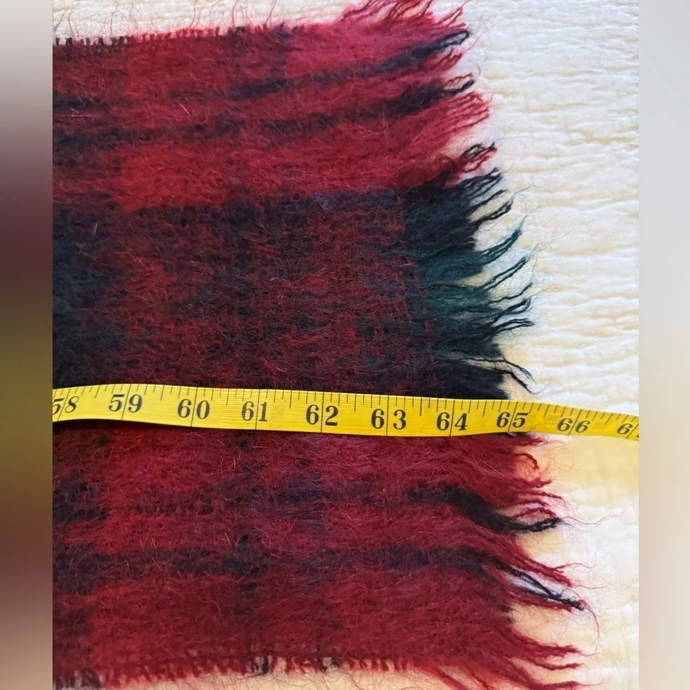Scottish Scarf Highland Home Industries Mohair & Wool Red & Green Plaid Scarf